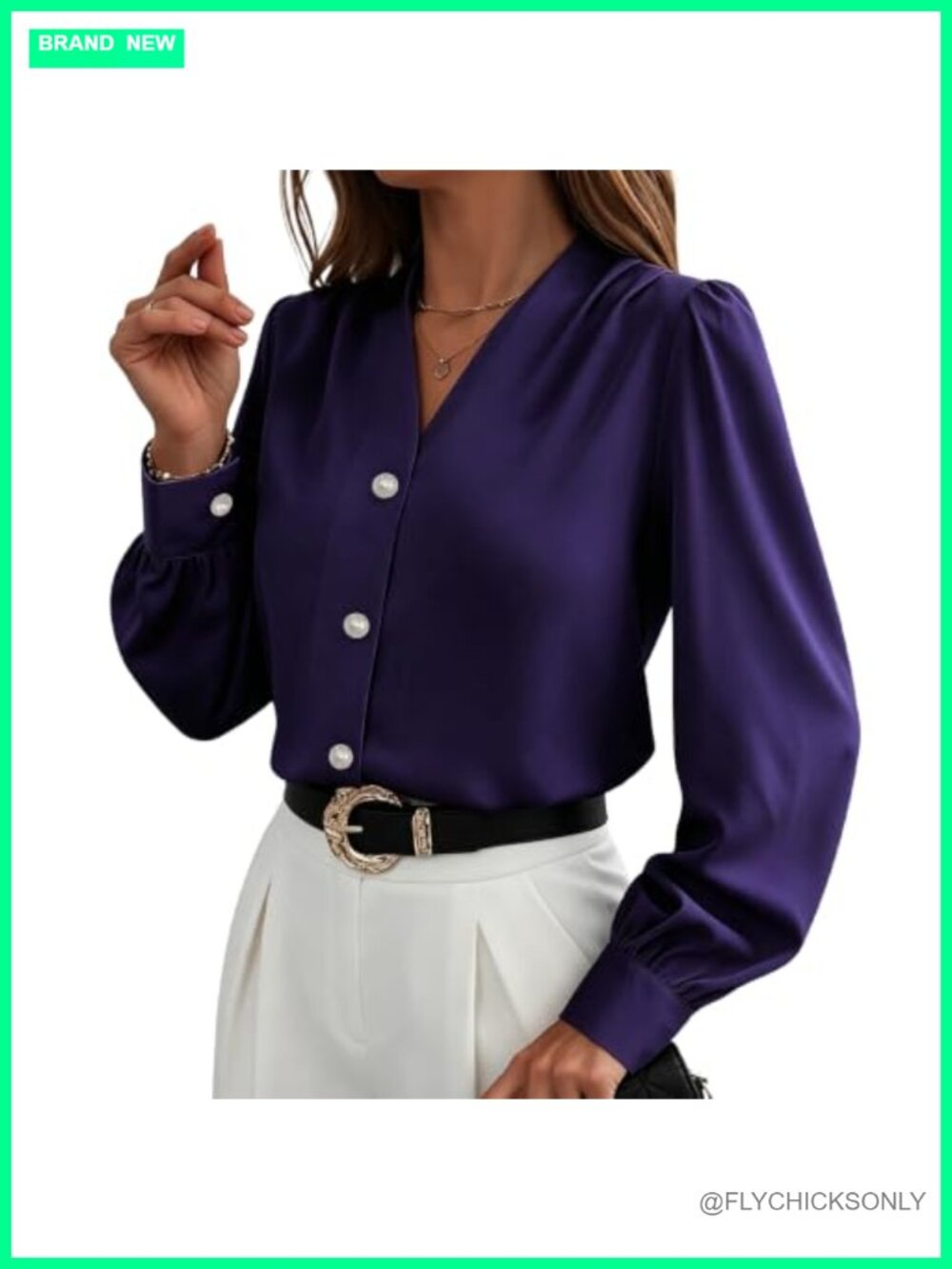 Women's Long Sleeve Button Down Blouse Business Casual Work Top